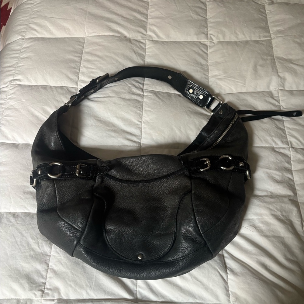 Kenneth Cole Soft Leather and Patent Leather Shoulder Purse